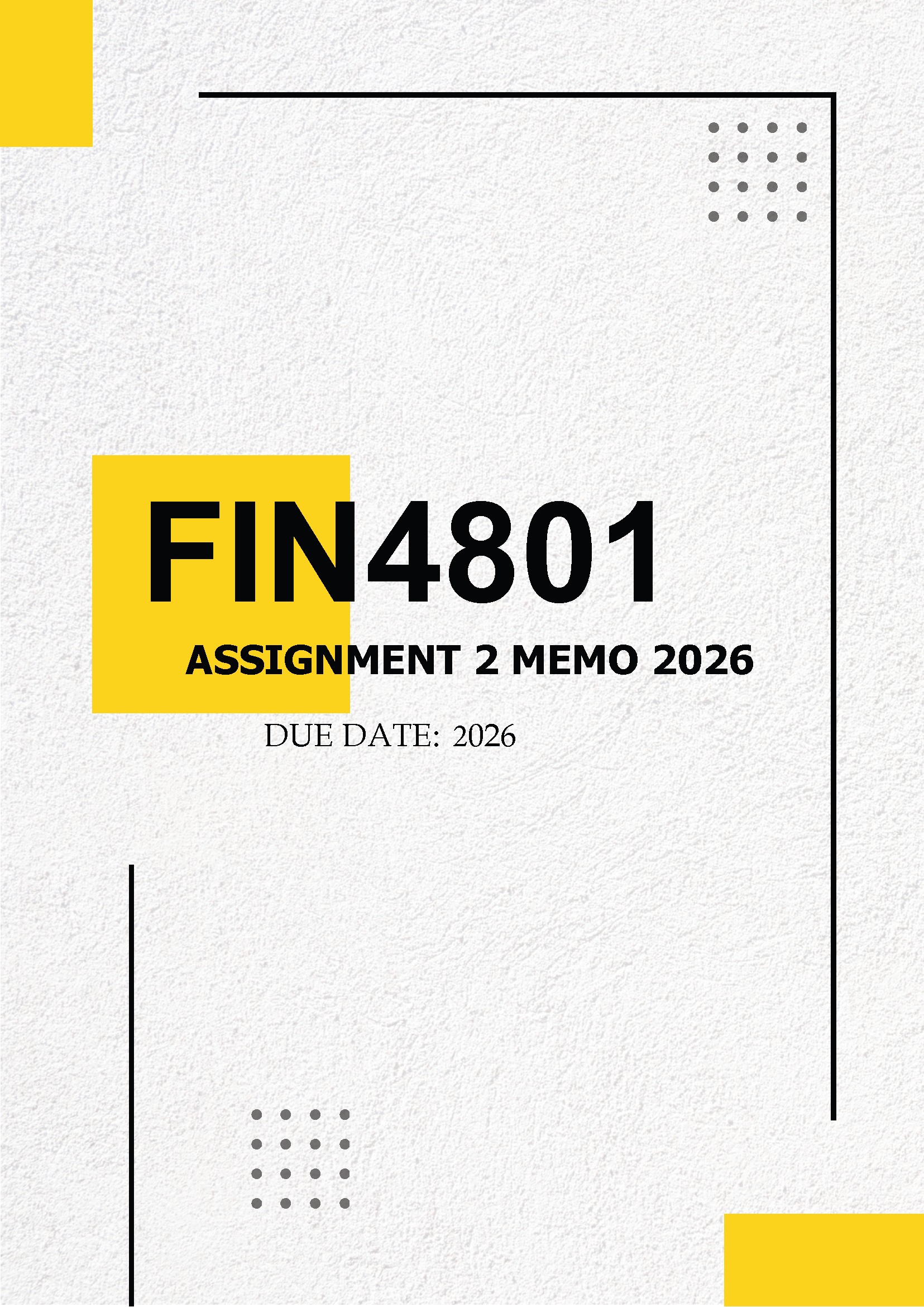 FIN4801 Assignment 2 MEMO - Due JUNE 2026