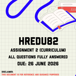 HREDU82 Assignment 2 (Curriculum) Memo | Due 26 June 2026