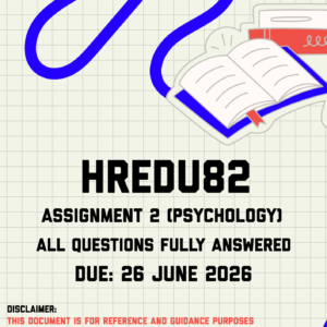 HREDU82 Assignment 2 (Psychology) Memo | Due 26 June 2026