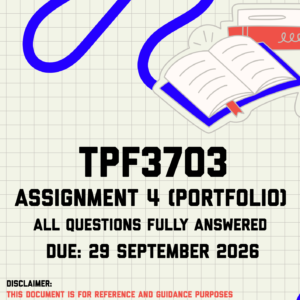 TPF3703 Assignment 4 (Portfolio) MEMO | Due 29 September 2026