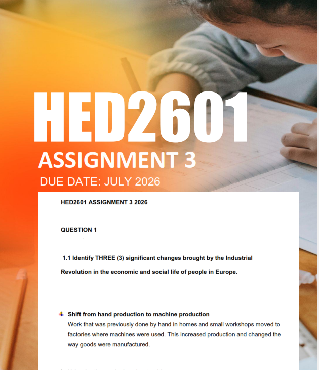 HED2601 Assignment 3 Semester 1 2026 - Due July 2026