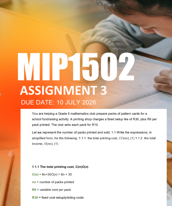 MIP1502 Assignment 3 Semester 1 2026 - Due 10 July 2026