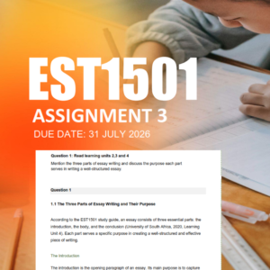 EST1501 Assignment 3 Semester 1 2026 - Due 31 July 2026