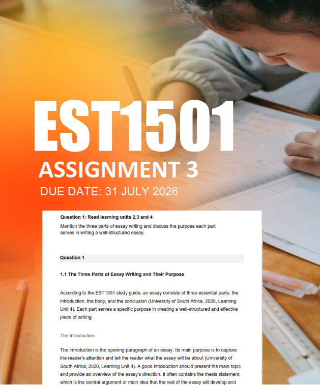 EST1501 Assignment 3 Semester 1 2026 - Due 31 July 2026