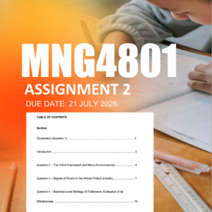MNG4801 Assignment 2 Semester 1 2026 - Due 21 July 2026