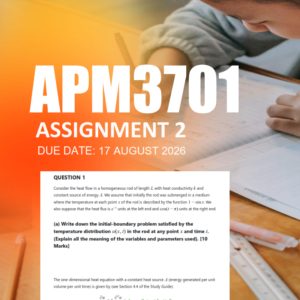 APM3701 Assignments 2 Semester 1 2026 - Due 17 August 2026