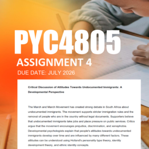 PYC4805 Assignment 4 Semester 2 2026 - Due July 2026