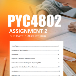 PYC4802 Assignment 3 Semester 2 2026 - Due 1 August 2026