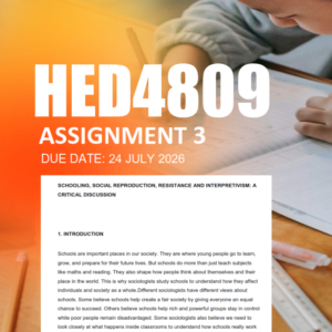 HED4809 Assignment 3 Semester 1 2026 - Due 24 July 2026