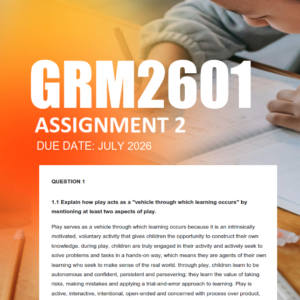 GRM2601 Assignment 2 Semester 2 2026 - Due July 2026