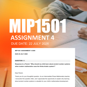 MIP1501 Assignment 4 Semester 2 2026 - Due 22 July 2026