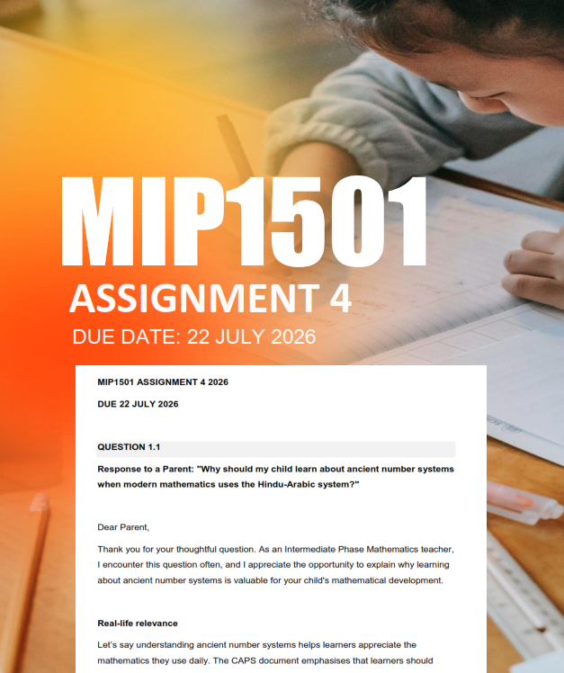 MIP1501 Assignment 4 Semester 2 2026 - Due 22 July 2026