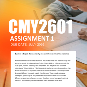 CMY2601 Assignment 1 Semester 2 2026 - Due July 2026