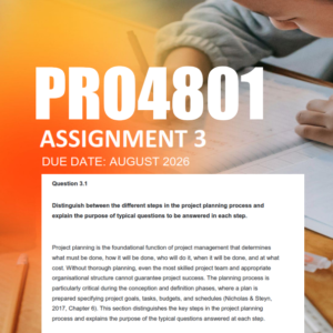 PRO4801 Assignment 3 Semester 2 2026 - Due August 2026