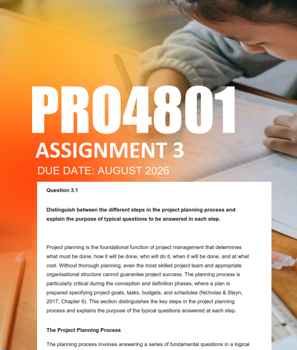 PRO4801 Assignment 3 Semester 2 2026 - Due August 2026