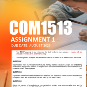 COM1513 Assignment 1 Semester 2 2026 - Due August 2026