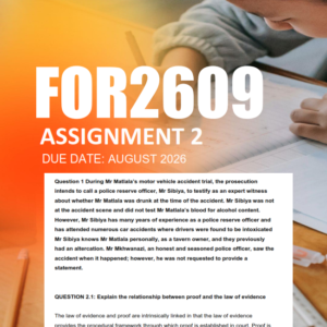FOR2609 Assignment 2 Semester 2 2026 - Due August 2026