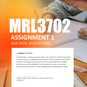 MRL3702 Assignment 1 Semester 2 2026 - Due 14 August 2026