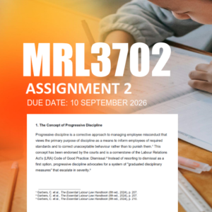 MRL3702 Assignment 2 Semester 2 2026 - Due 10 September 2026