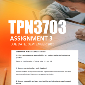 TPN3703 Assignment 3 Semester 2 2026 - Due September 2026