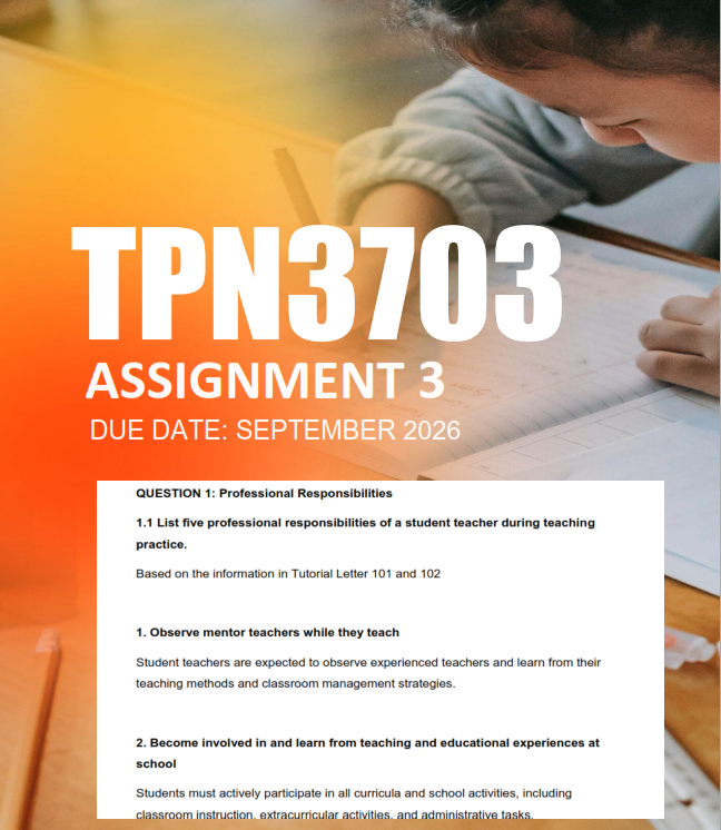 TPN3703 Assignment 3 Semester 2 2026 - Due September 2026
