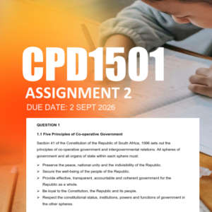 CPD1501 Assignment 2 Semester 2 2026 - Due 2 September 2026