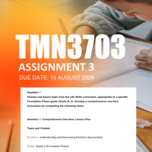 TMN3703 Assignment 3 Semester 2 2026 - Due 19 August 2026