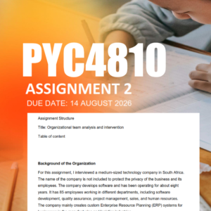 PYC4810 Assignment 2 Semester 2 2026 - Due 14 August 2026
