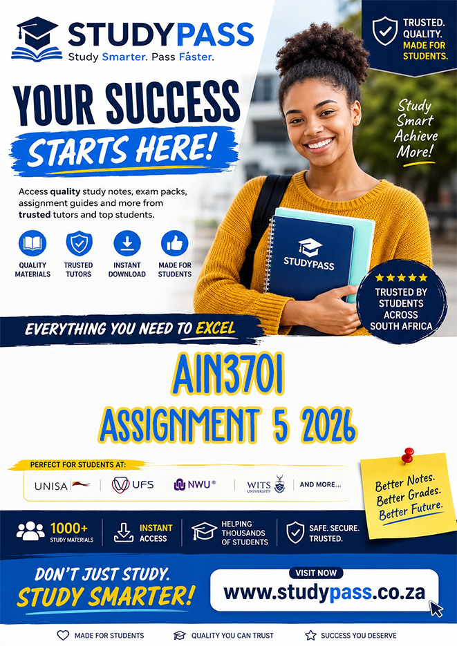AIN3701 Assignment 5 2026 (ANSWERS) – Due 7 AUGUST 2026 (100% TRUSTED & BEST ANSWERS)
