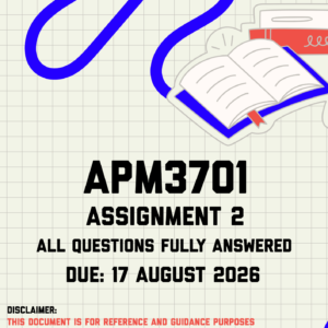 APM3701 Assignment 2 Memo | Due 17 August 2026