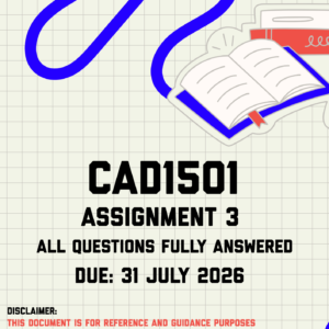 CAD1501 Assignment 3 Memo | Due 31 July 2026