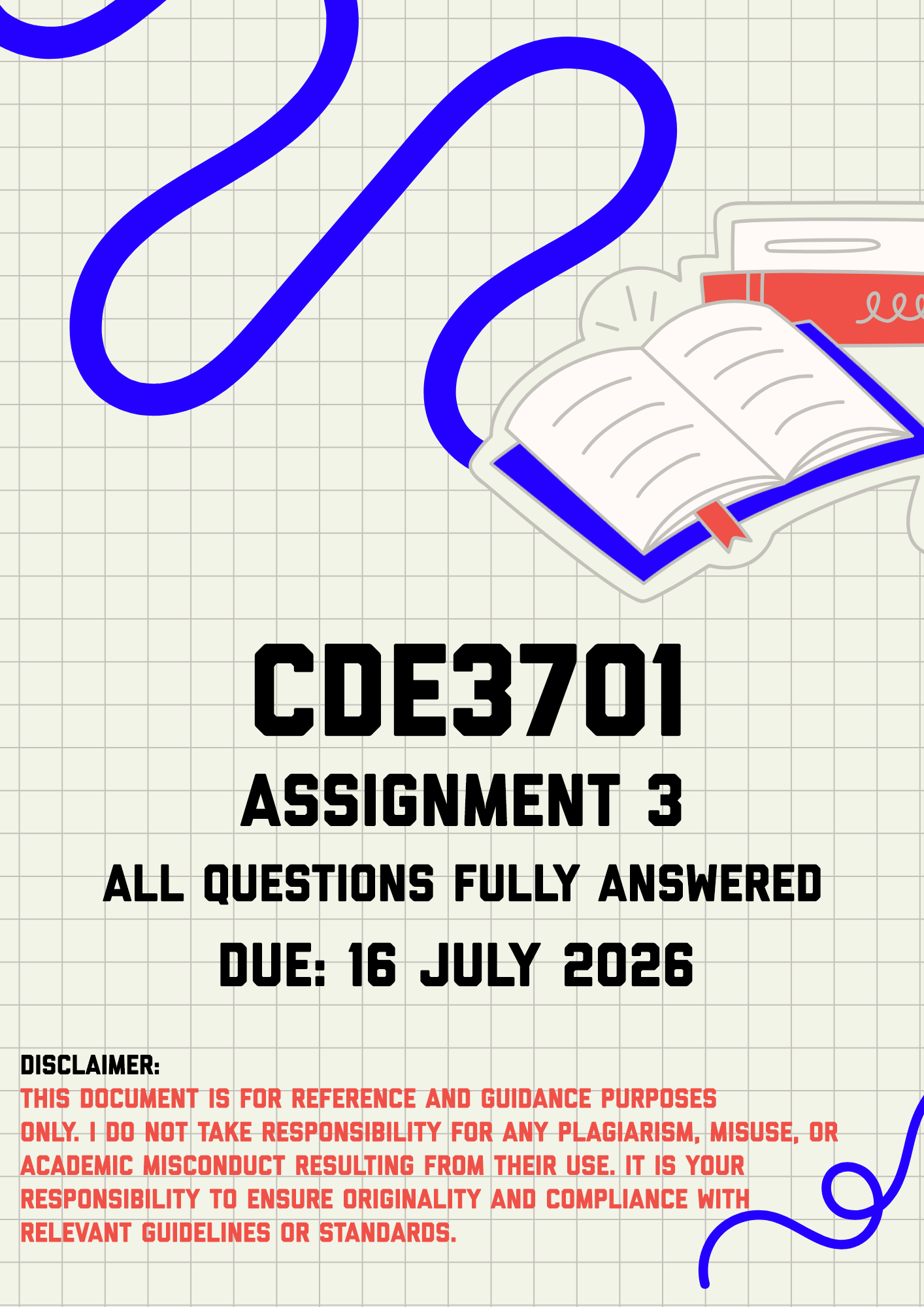 CDE3701 Assignment 3 Memo | Due 16 July 2026
