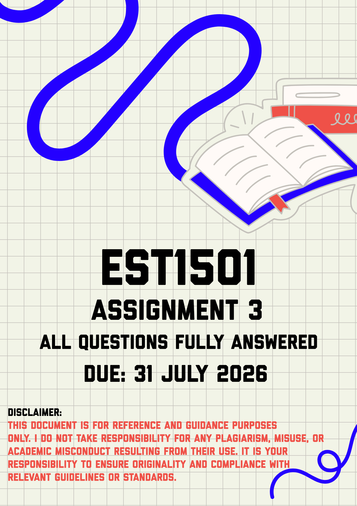 EST1501 Assignment 3 Memo | Due 31 July 2026