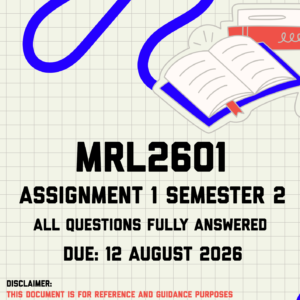 MRL2601 Assignment 1 Semester 2 MEMO | Due 12 August 2026