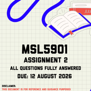 MSL5901 Assignment 2 Memo | Due 12 August 2026