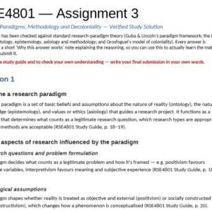 RSE4801 Assignment 3 – Study Solutions 2026 (ACE this)