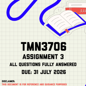 TMN3706 Assignment 3 Memo | Due 31 July 2026