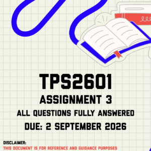 TPS2601 Assignment 3 Memo | Due 2 September 2026