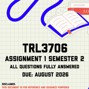 TRL3706 Assignment 1 Semester 2 MEMO | Due August 2026