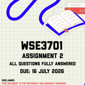 WSE3701 Assignment 2 Memo | Due 16 July 2026