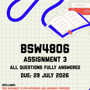 BSW4806 Assignment 3 Memo | Due 29 July 2026