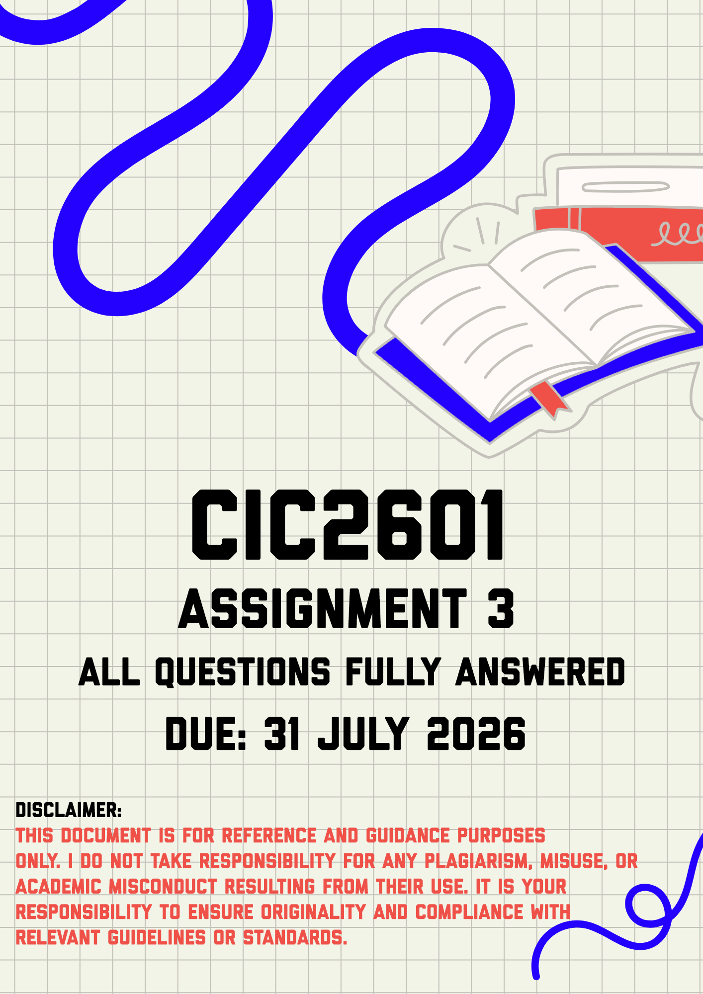 CIC2601 Assignment 3 Memo | Due 31 July 2026