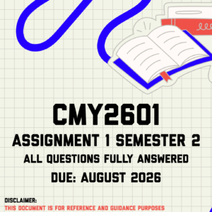 CMY2601 Assignment 1 Semester 2 MEMO | Due August 2026