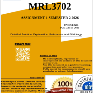 MRL3702 Assignment 1 (COMPLETE ANSWERS) Semester 2 2026