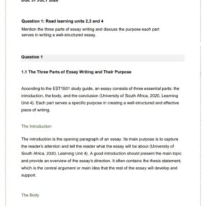 EST1501 Assignment 3 2026 | Due 31 July 2026 - Distinction Guaranteed