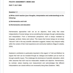 PDU3701 Assignment 3 2026 | Due 17 July 2026 - Distinction Guaranteed