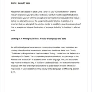ENG2601 Assignment 3 2026 | Due 21 August 2026 - Distinction Guaranteed