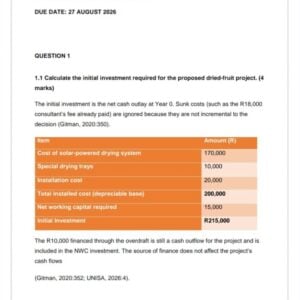 FIN3701 Assignment 1 2026 | Due 27 August 2026 - Distinction Guaranteed