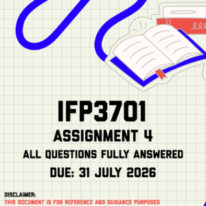 IFP3701 Assignment 4 Memo | Due 31 July 2026