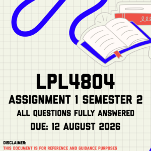 LPL4804 Assignment 1 Semester 2 MEMO | Due 12 August 2026